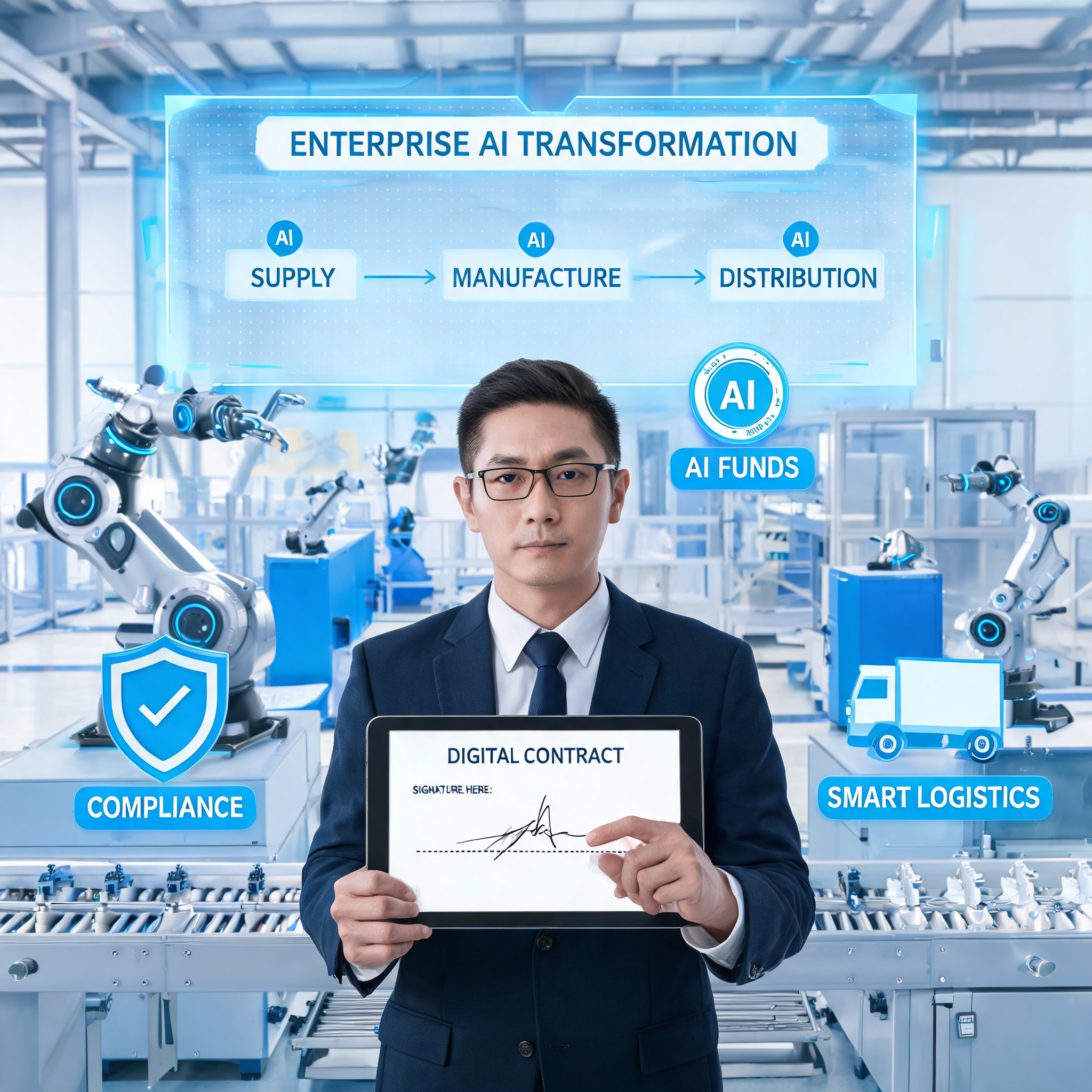 AI电子签如何护航企业AI转型?韩国启动1.1万亿制造业AI基金、腾讯云Ardot设计智能体公测、智慧供应链加速,企业合规指南