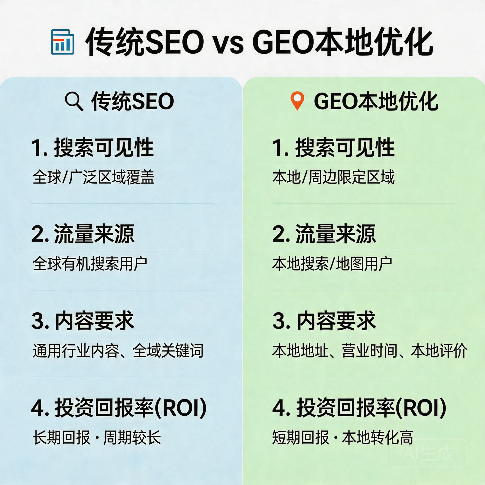 传统SEO与GEO优化对比