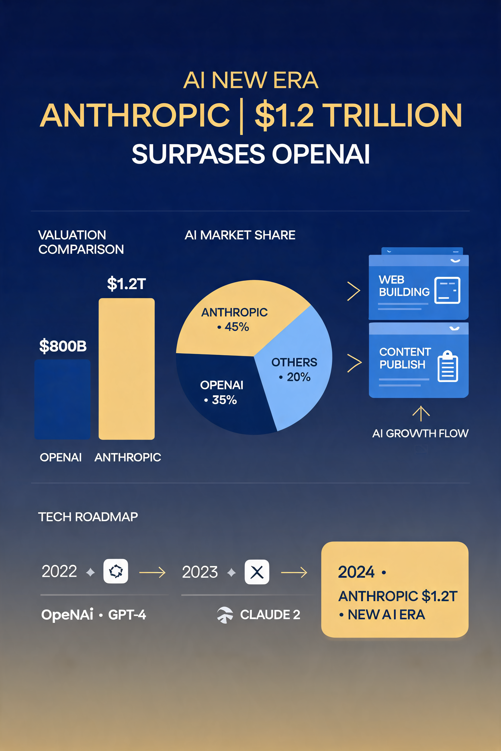 Anthropic估值1.2万亿美元反超OpenAI：AI建站+自动发布抢占AI新纪元流量新蓝海